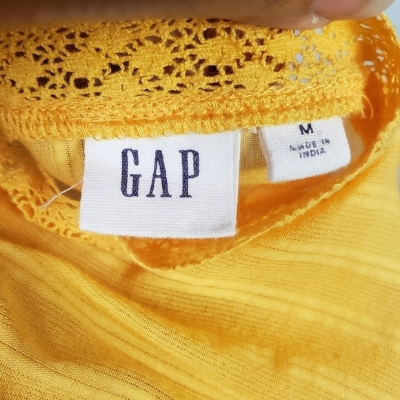 GAP Blouse Cotton Lace Yellow Sz M - Picture 7 of 7